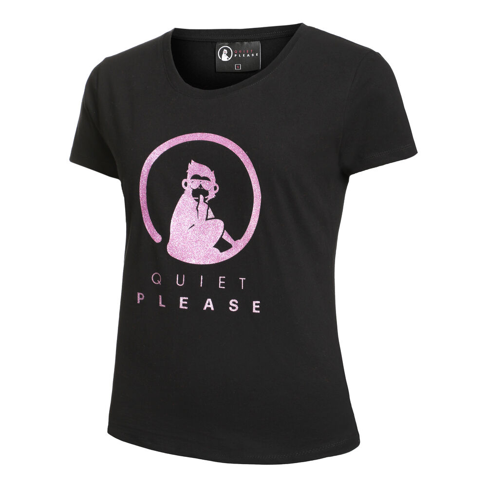 Quiet Please Baseline Logo Glitter T-Shirt Women black, size: L