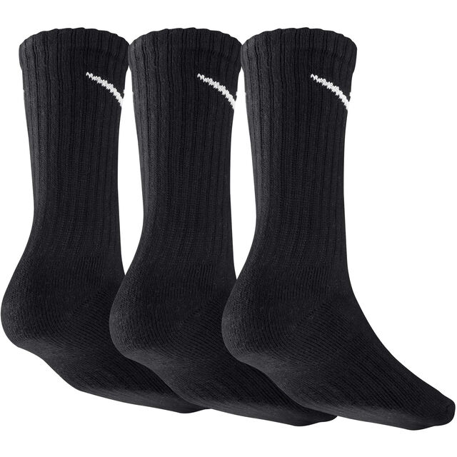 Buy Nike Value Cotton Crew Tennis Socks 3 Pack Black, White online ...