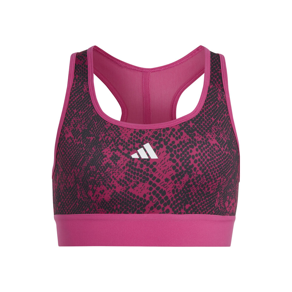 adidas Training Aeroready PowerReact Animal Print Padded Sports Bras Girls pink, size: 152